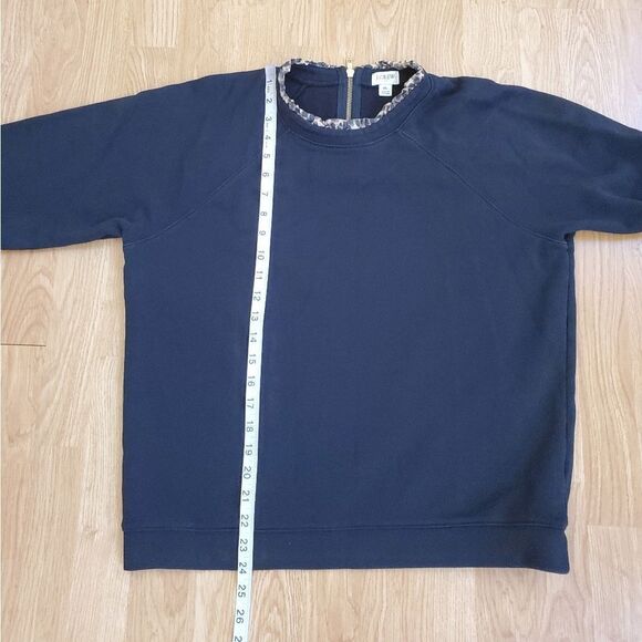 🌹 J. CREW 🌹 Woven Ruffleneck Leopard Print Pullover sweatshirt - [XL, Black] - Picture 7 of 10